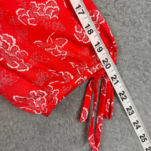 Collective Concepts Plus Size Zimmerman Tie Sleeve Blouse Orange Red Floral NWT - Picture 5 of 8